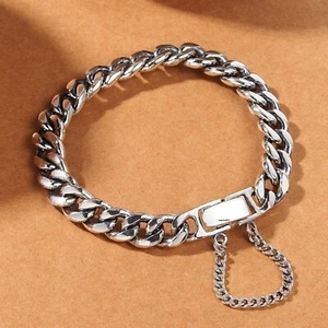 Solid 925 Sterling Silver Chain Lucky 8mm Curb Cuban Link Bracelet 33.2g/8.2inch - Picture 1 of 9