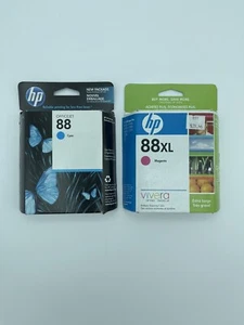 Original HP 88 Cyan And 88XL Magenta Printer Ink Cartridges Expired - Picture 1 of 4