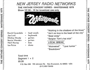 WHITESNAKE - New Jersey Radio Networks The Vintage Concert 1979 CD USA RARISSIMO - Bild 1 von 2