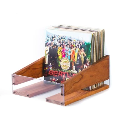 Mahogany Vinyl Record Holder Storage Crate LP Record Albums NO SLIP Texture - Image 1 of 4