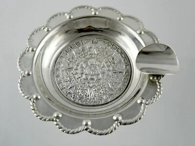 Cenicero Vintage Plat México SA Plata Esterlina Calendario Azteca Diseño 20g 2.75 In Foto 1 de 4