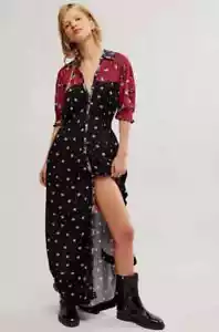 NUEVO SIN ETIQUETAS $168 Vestido Free People Nora Midi Floral Botón Delantero L - Imagen 1 de 7