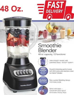 Batidora de batidos Hamilton Beach, 48 oz. Tarro, 12 funciones de mezcla, negro, 50180 Foto 1 de 4