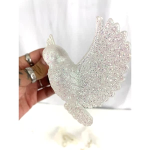 VTG 4 PC White Glitter Bird Christmas Ornaments   - Picture 1 of 9