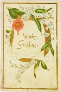 Birthday Greetings Embossed Postcard c1910 antique - Picture 1 of 2