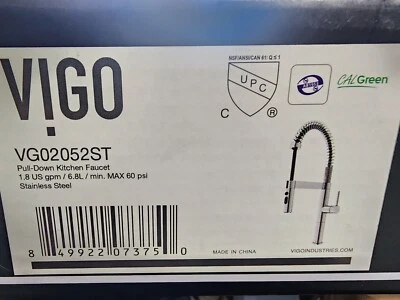 Cocina Vigo VG02052 Edison 1,8 GPM 1 orificio preenjuague - acero inoxidable Foto 1 de 4