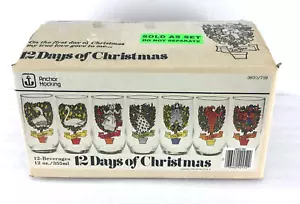 Gafas vintage Anchor Hocking 12 días de Navidad en caja original - 12 vasos - Imagen 1 de 12
