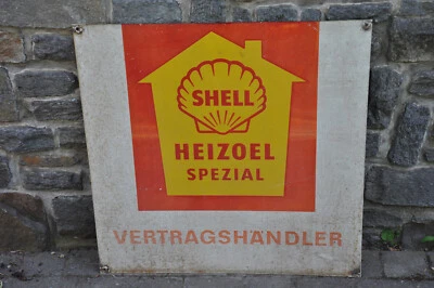 Altes Blechschild Shell Heizöl Spezial,Vetragshändler,Garage,Oldtimer,Tankstelle - Bild 1 von 2