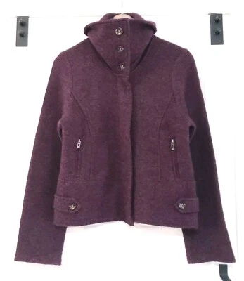 Valerie Bertinelli Wool Full Zip Cardigan Sweater Blazer Dark Purple Womens M  - Image 1 of 4