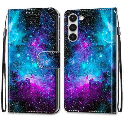 For Various Phone Case Cover Back Starry Sky Magnetic Flip Stand Wallet Card Bag - Image 1 of 4