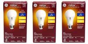 (case of 3) GE relax LED A21 3 way Light Bulb, 5, 13 or 19 watts, soft white HD - Picture 1 of 2