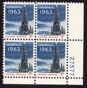 Scott #1240 Christmas Tree Plate Block of 4 Stamps - MNH - Picture 1 of 1