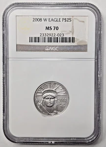 2008-W P$25 1/4 oz Burnished Platinum Eagle NGC MS70 - Picture 1 of 4
