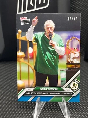 🟦2024 TOPPS NOW MLB BLUE PARALLEL CARD /49 OAKLAND ATHLETICS ROLLIE FINGERS 336 - Image 1 of 4
