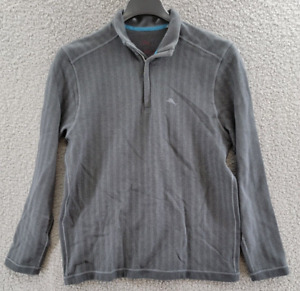 TOMMY BAHAMA Playa Point Half-Zip Sweater Men's S Coal Herringbone Pattern L/S