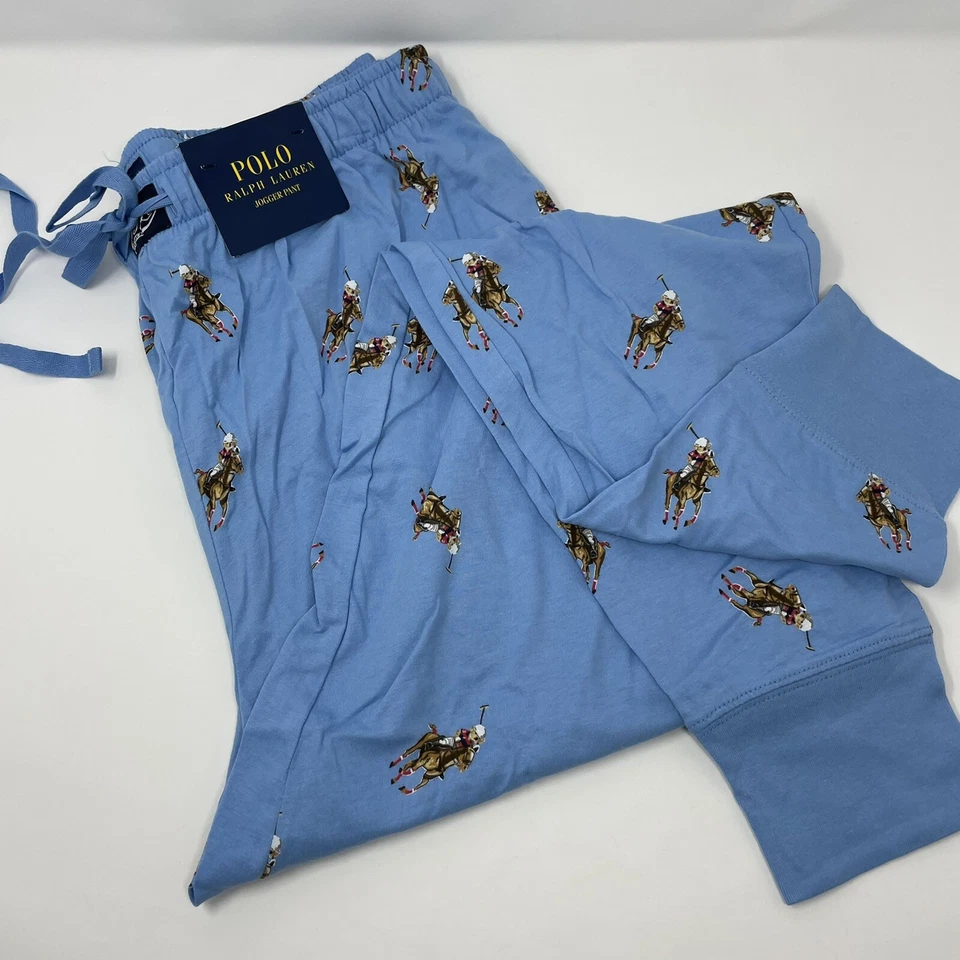 Polo Bear Ralph Lauren Mens XL Cotton Lounge Pajama Blue Pants Pony Bear