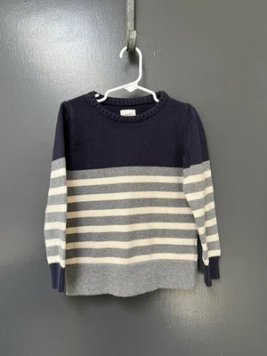 Mini Boden Striped Sweater Boys Size 4-5Y Blue Gray Cream - Image 1 of 3