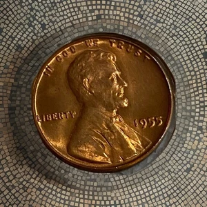 A 1955-Wheat Cent -RD-Die Chip - Picture 1 of 2