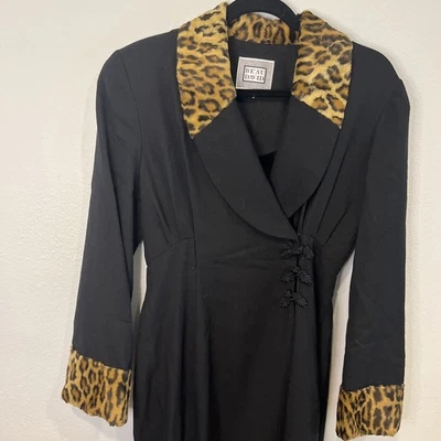 Vintage Beau David Long Dress Coat 10 Leopard Dark Glamour Cruella Morticia Goth - Image 1 of 4