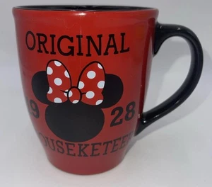 Disney 1928 Mouseketeer Minnie Mouse orecchie originali 16 oz tazza caffè rosso - Foto 1 di 7