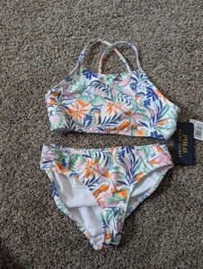 NWT, Girls Polo Ralph Lauren Undersea Floral Bikini, 2-piece swimsuit. Size 7 - Picture 1 of 2