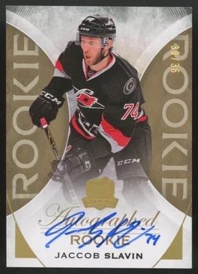 2015-16 Upper Deck The Cup Jaccob Slavin RC Gold Spectrum Auto /36 #116 - Image 1 of 2