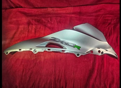 Genuine OEM 16-20 Kawasaki ZX- 10R Right Mid Fairing Panel 55028-0575 SILVER - Image 1 of 4
