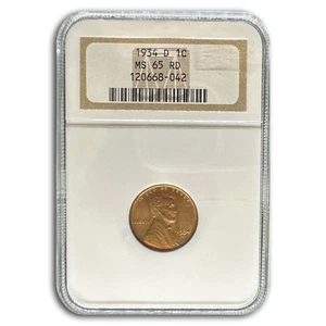 1934-D Lincoln Cent MS-65 NGC (Red) - Picture 1 of 3