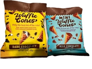 Mini Waffle Cones Milk Chocolate | Dark Chocolate Filled Candy Variety Pack 1.7o - Picture 1 of 5