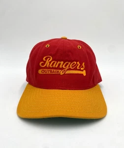 Vintage Script Texas Rangers Baseballmütze Outback Steakhouse Kappe Druckknopflasche hergestellt in den USA - Bild 1 von 7