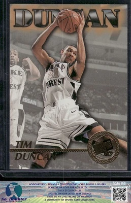 Press Pass #45 1997 Tim Duncan novato Wake Forest Demon Deacons 7,1F Foto 1 de 2