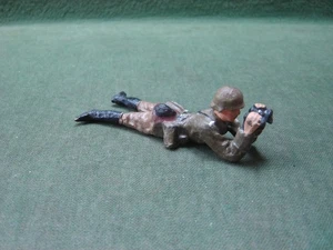 Vintage Elastolin 7cm German Army Officer Laying Prone with Binoculars - Picture 1 of 6