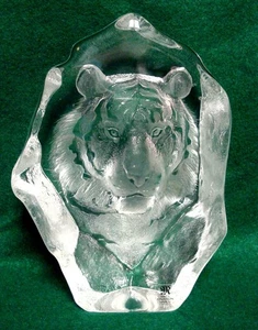 Mats Jonasson TIGER #3567 Etched Crystal 7" Sculpture Paperweight - Picture 1 of 1