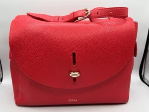 Furla The Net Bag Leather Shoulder Bag Purse Ciliegia Red Italy - Picture 1 of 19