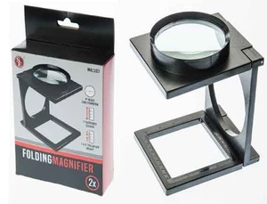 SE 2x/4-1/4" Glass Lens Table Folding Magnifier With Ruler on Base 7" Extended H - Picture 1 of 3