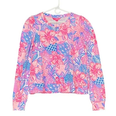 Lilly Pulitzer Women's M Jansen Long Sleeve Sweatshirt Pink Isle Snappy Turtle - Image 1 of 4