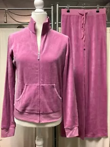 Juicy Couture Velour Low Rise Straight Leg Hose PXS 28 x 34 Reißverschluss Jacke M - Bild 1 von 14