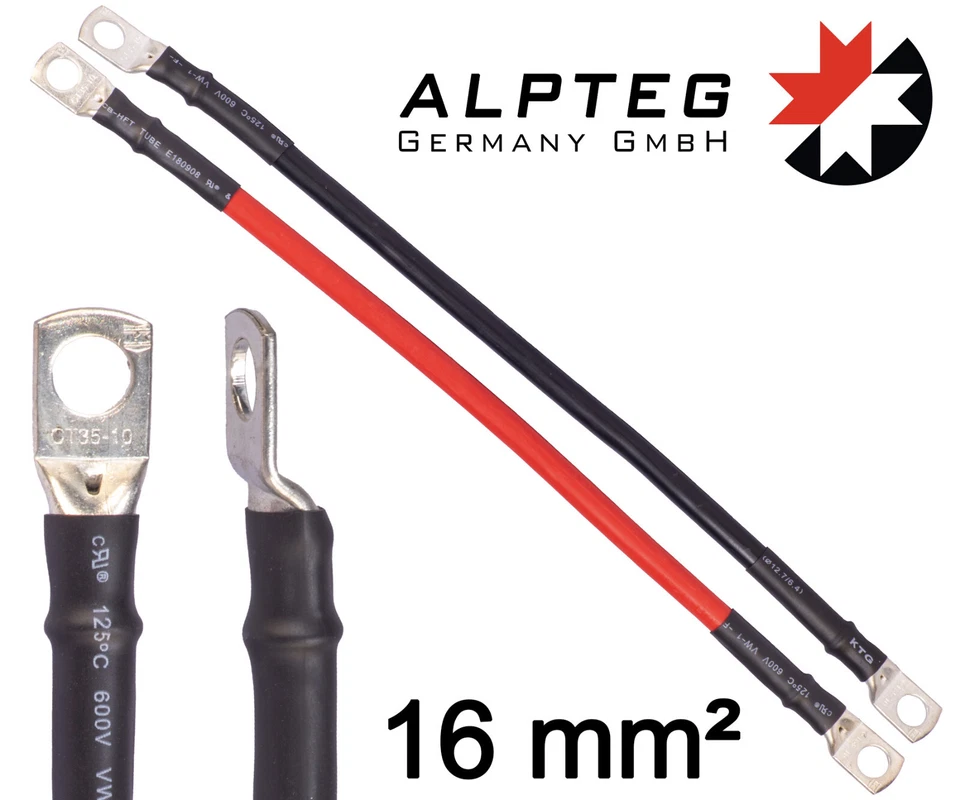 16mm2 Batteriekabel Kabelbrücke Rot Schwarz M5 M6 M8 M10 H07V-K ALPTEG