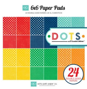 ECHO PARK "PRIMARY DOTS" 6X6 PAPER PAD 24 6X6 SHEETS SCRAPJACK'S PLACE - Picture 1 of 1