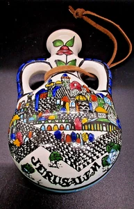 6.75" Tall Jerusalem Hand Painted Pottery Flask / Vase - Picture 1 of 4