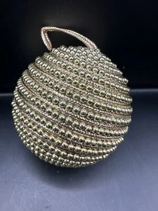 Vintage Gold Strass Perlen Kugel Weihnachtsschmuck 3,75" - Bild 1 von 1