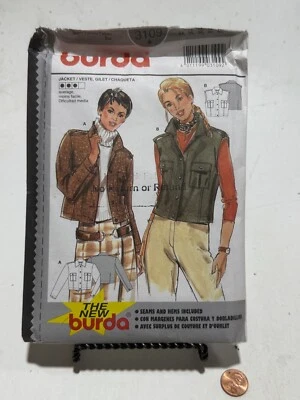 BURDA 3109 SIZES 8-18 JACKET VEST PATTERNS - Image 1 of 3