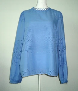 Camicetta donna blu con dettagli all'uncinetto Anthropologie Kindred nuova con etichetta taglia XL - Foto 1 di 11
