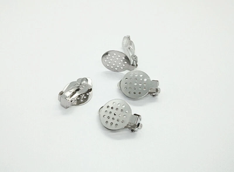 2coppie ganci  orecchini a clip con base forata in acciaio inox 15mm bijoux - Immagine 1 di 1