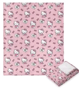 Hello Kitty Let's Bow Pink 46" x 60" Pink Super Plush Throw Blanket - Picture 1 of 5