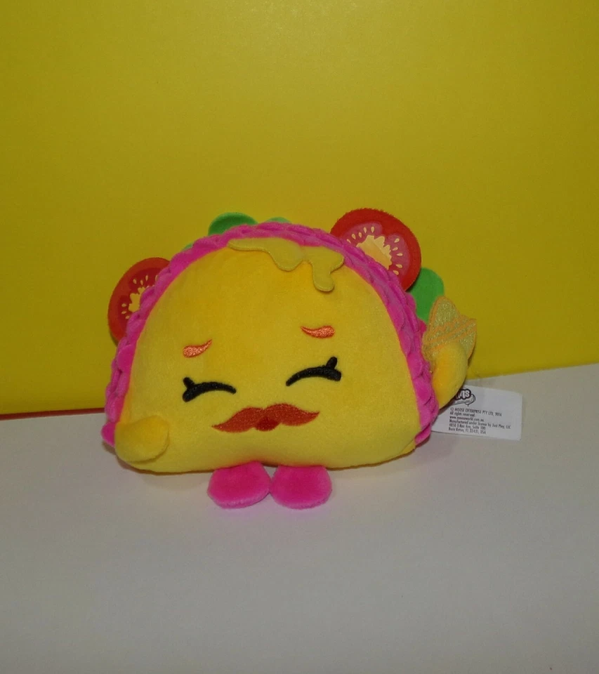 Shopkins Plush Taco Terrie Soft Stuffed Toy Just Play Mustache Tomato Lettuce - Image 1 of 2