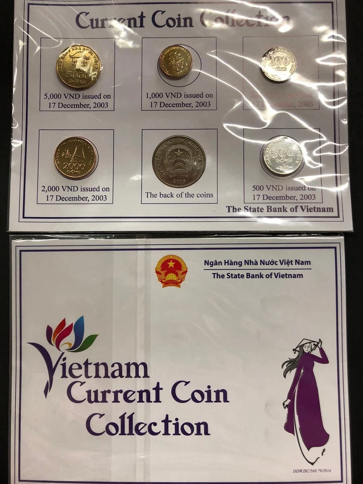 Vietnam curret coin collection 200 500 1000 2000 5000 dong set 2003  circulated - Image 1 of 1