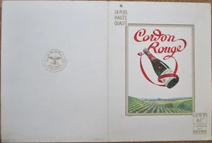 Menú, Champagne G. H. Mumm, Cordon Rouge década de 1930 publicidad con viñedo  - Imagen 1 de 1