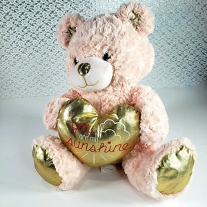 Animal Adventure Oso de Peluche Rosa Peluche You Are My Sunshine Corazón Dorado San Valentín - Imagen 1 de 8