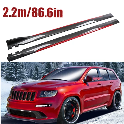 For Jeep Grand Cherokee Carbon Fiber Look 86.6" Side Skirt Extension Spoiler Foto 1 de 4